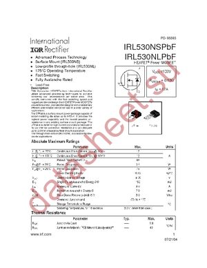 IRL530NSTRRPBF datasheet  